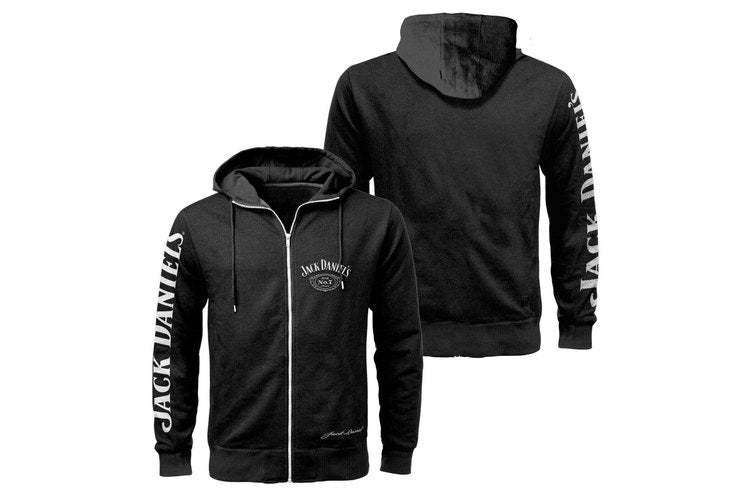 Jack Daniels - Full Zip Hoodie - Jumper Pockets Jacket Fleece Hoody - SMALL