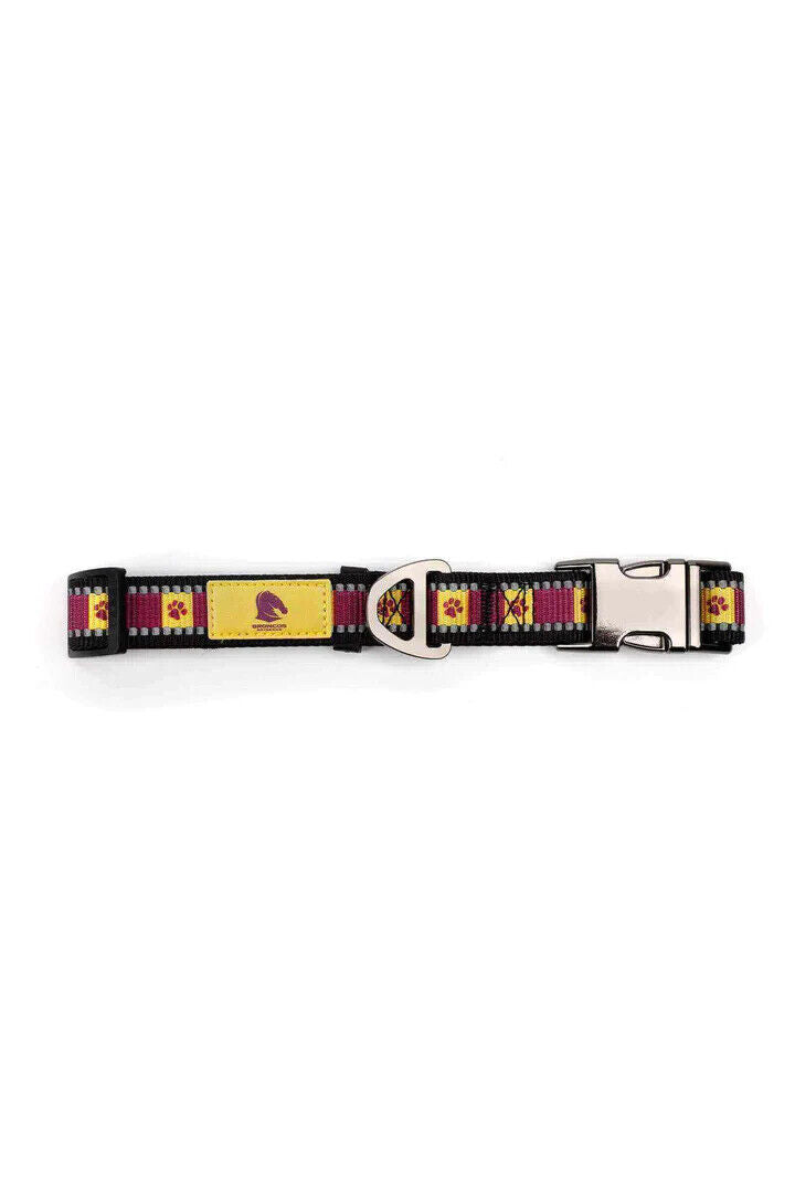 NRL Adjustable Dog Collar - Brisbane Broncos - Small To Large
