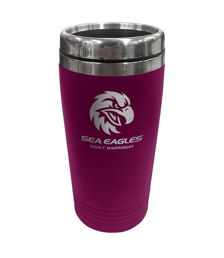 NRL Coffee Travel Mug - Manly Sea Eagles - 450ml Drink Cup Double Wall