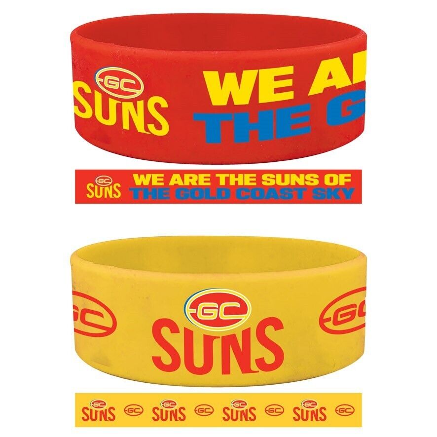 AFL Wrist Bands Set of 2 - Gold Coast Suns - Set of Two - Silicone Band