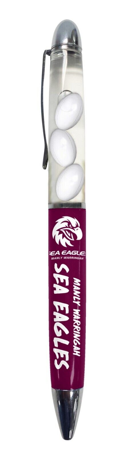 NRL Floating Pen - Manly Sea Eagles - Twist Open - Black Ink
