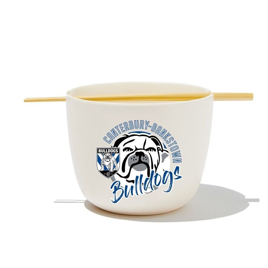NRL Noodle Bowl with Chopsticks - Canterbury Bulldogs - Ceramic - 490ml Capacity