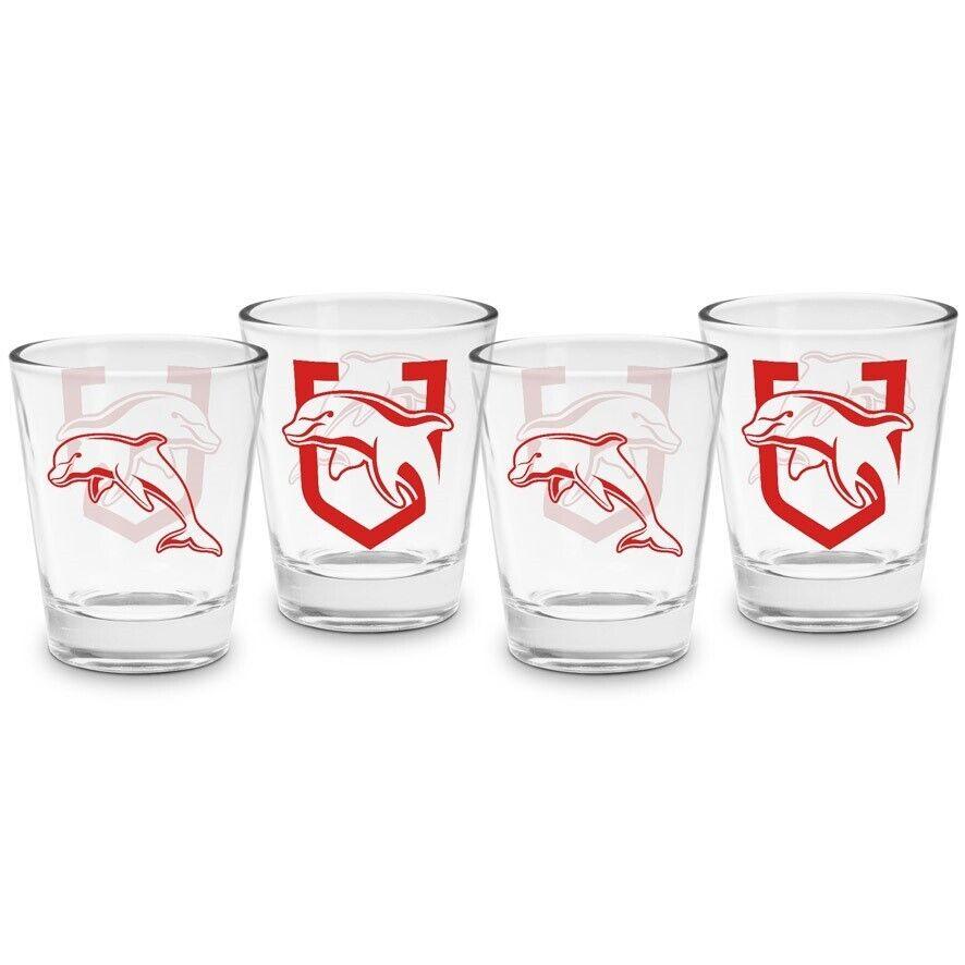 NRL Shot Glass Set of 4 - Dolphins - 50ml