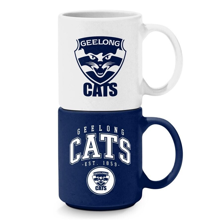AFL Stackable Mug - Geelong Cats - Set Of 2 - Coffee Cup - 305mL  STORMERS  SPORTS
