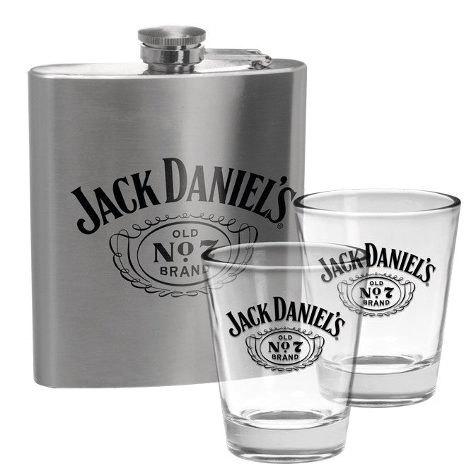 Jack Daniels - Flask & Glass Set - Flask & Shot Glasses