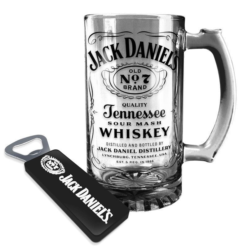 Jack Daniels - Stein & Opener Set - Stein Glass - Bottle Opener