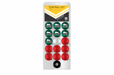 NRL Pool Snooker Billiards 16 Ball Full Set - South Sydney Rabbitohs