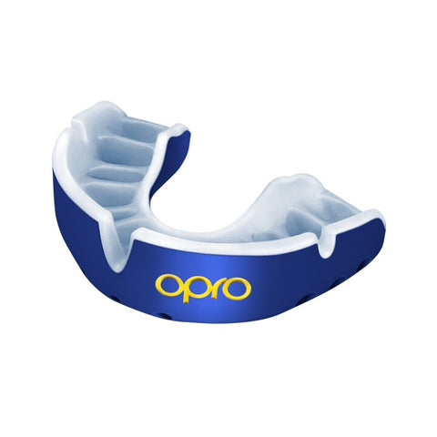 OPRO GOLD Self-Fit Mouthguard - YOUTH - Up to Age 10 - Blue/Pearl