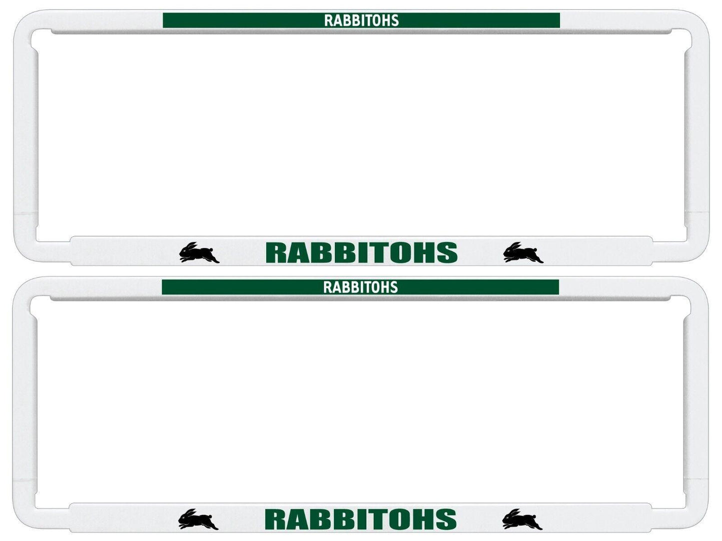 NRL Car Number Plate Frame - Set Of Two - South Sydney Rabbitohs - Front/Back