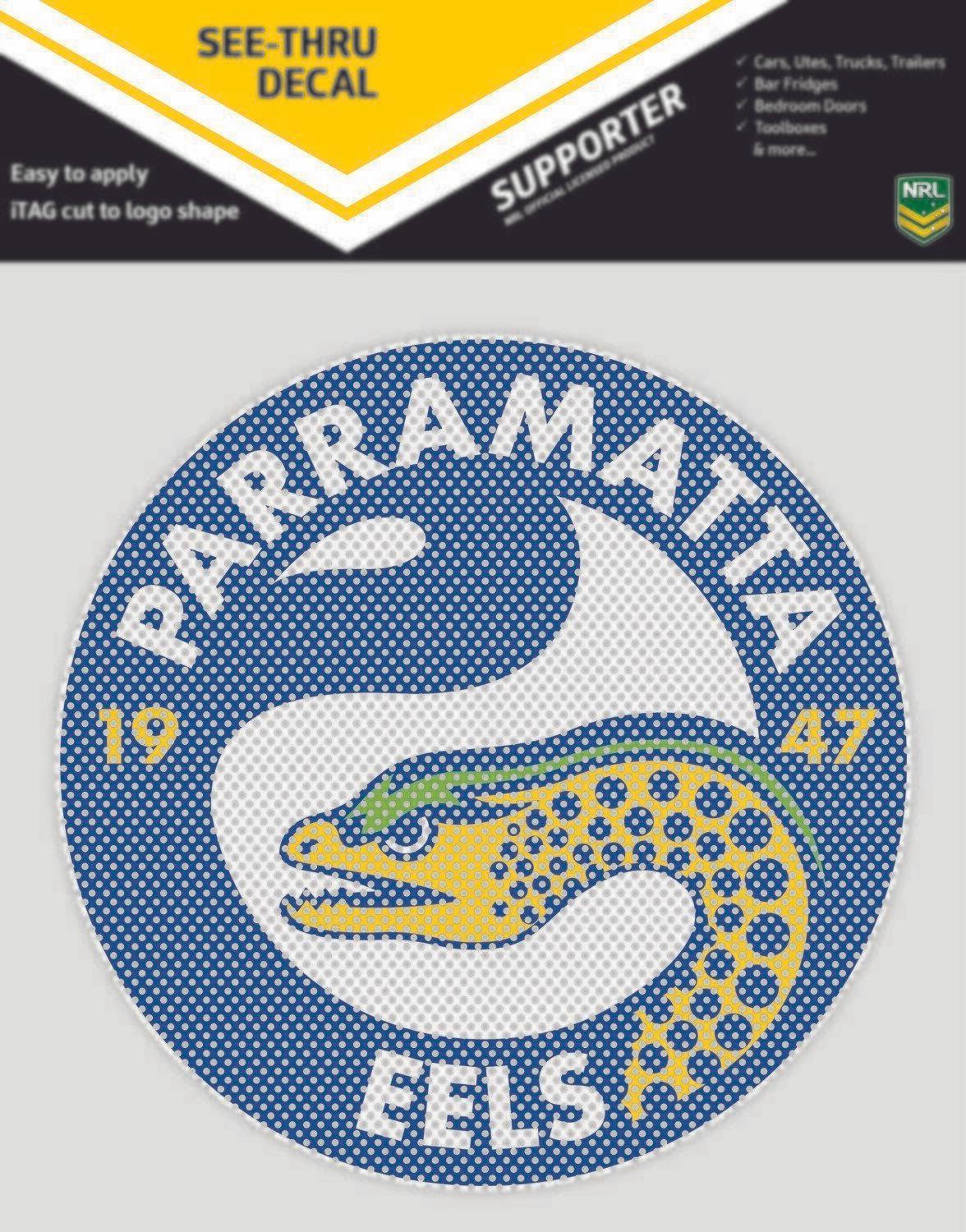 NRL Car UV Rated Decal Sticker - Parramatta Eels - Size 14-18cm - See Thru