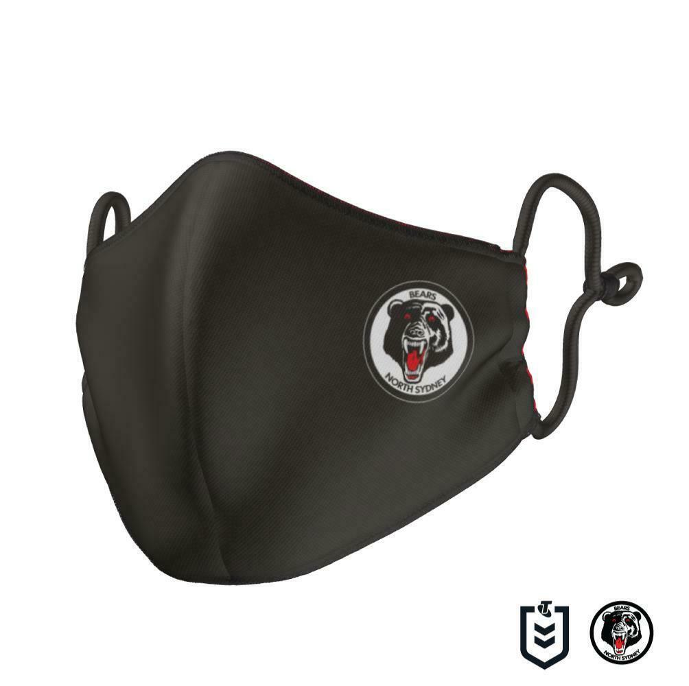 NRL Face Mask - North Sydney Bears - Reversible - Washable - Adult Large