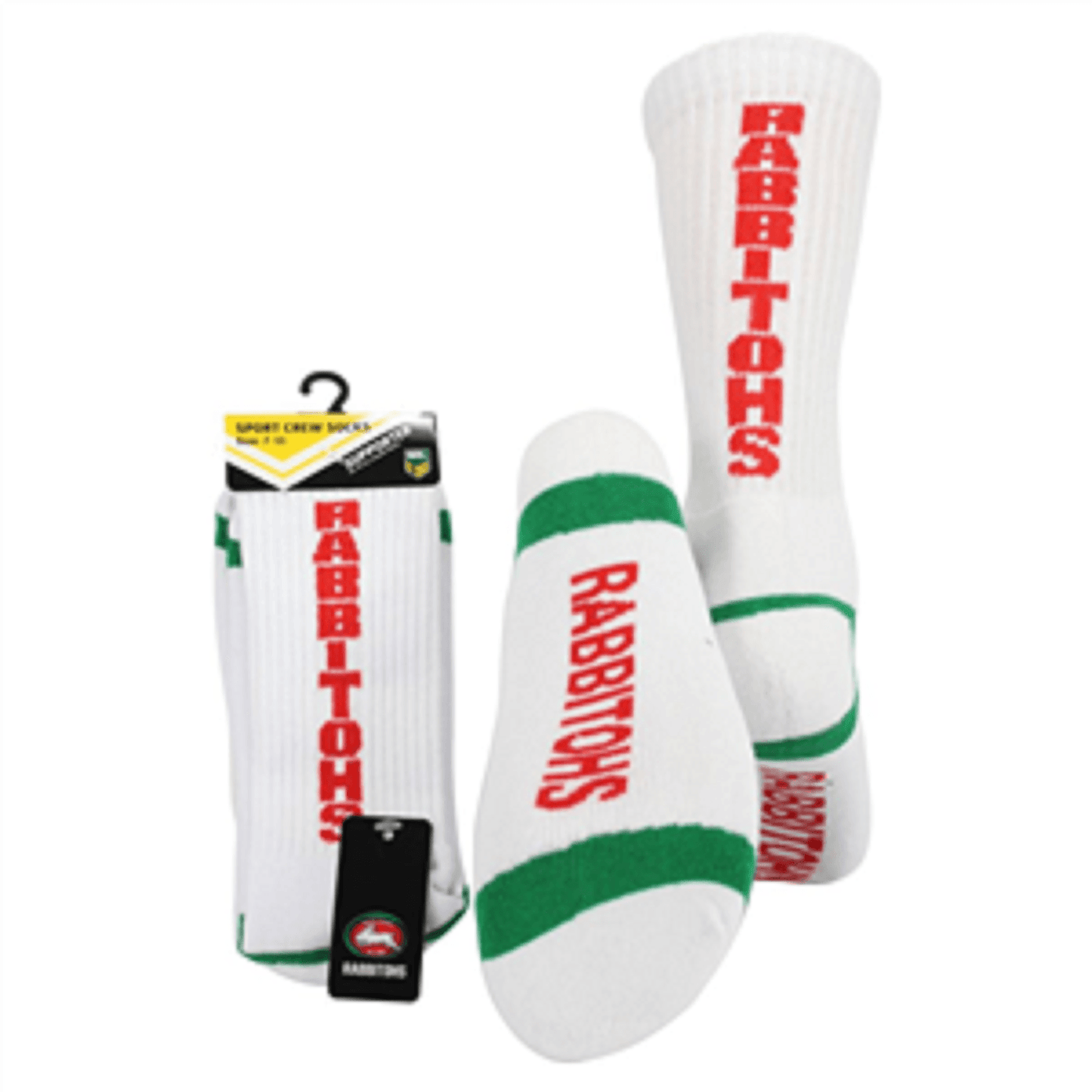 NRL Mens Crew Socks - South Sydney Rabbitohs - One Set - Sock -