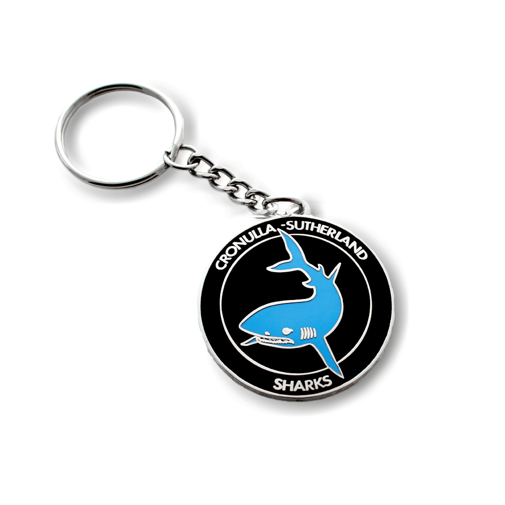 NRL Heritage Metal Key Ring - Cronulla Sharks - Logo Keyring - Rugby League