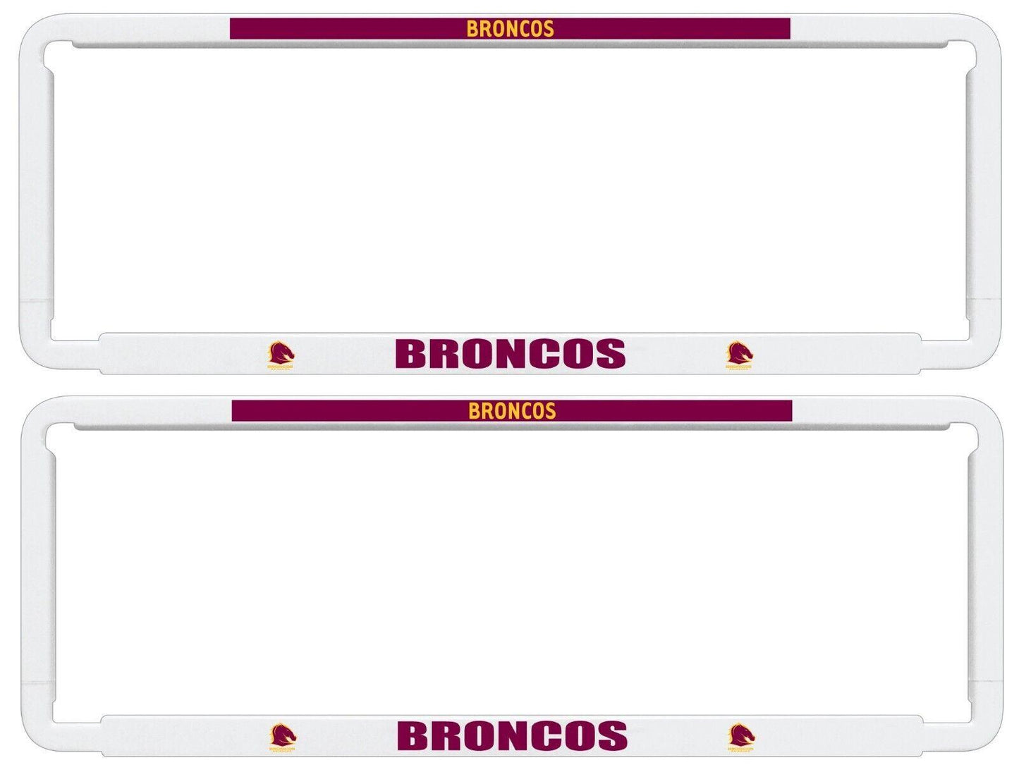 NRL Car Number Plate Frame - Set Of Two - Brisbane Broncos - Front/Back
