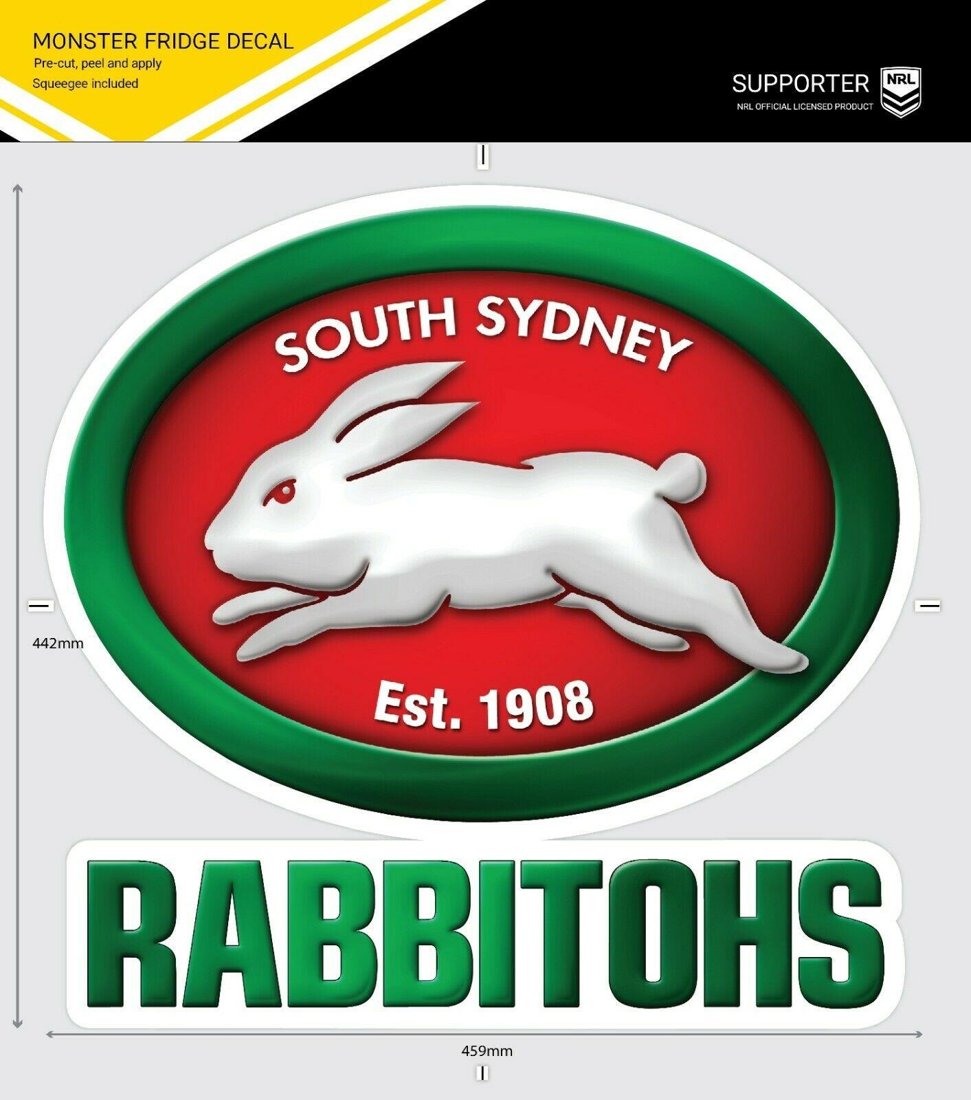 NRL Fridge Decal - South Sydney Rabbitohs -Team Logo Sticker - 442x459mm