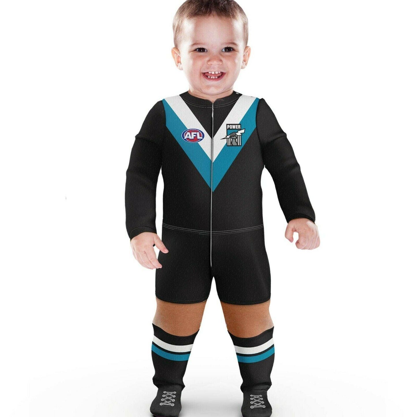 AFL Footy Suit Body Suit - Port Adelaide Power - Baby Infant Toddler