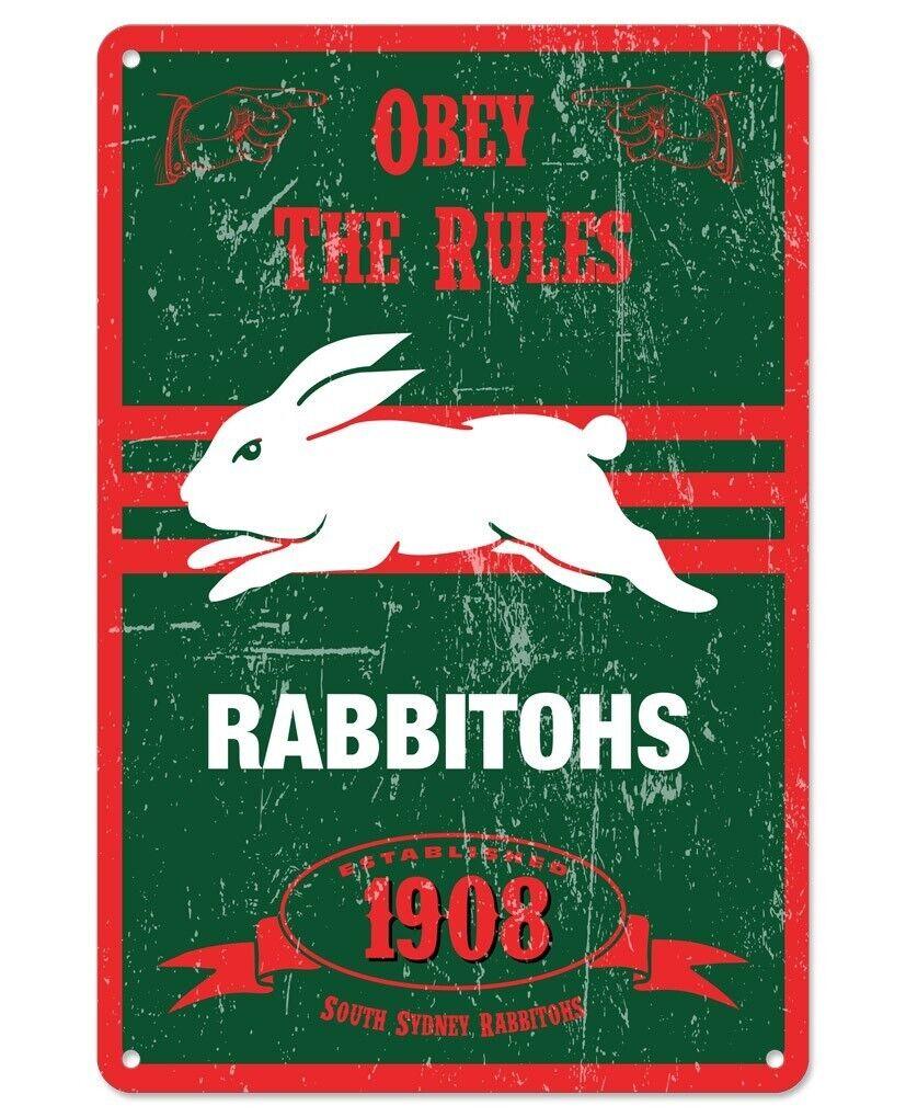 NRL Retro Supporter Tin Sign - South Sydney Rabbitohs - Man Cave - Heritage