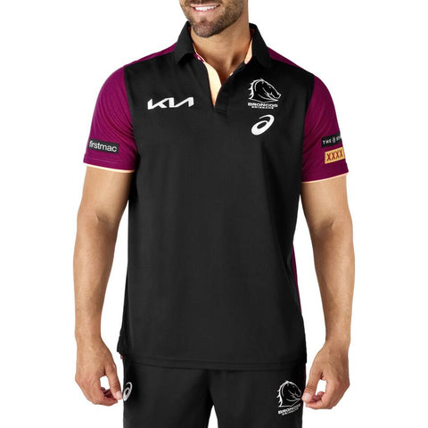 NRL 2024 Team Polo - Brisbane Broncos - Black - Rugby League
