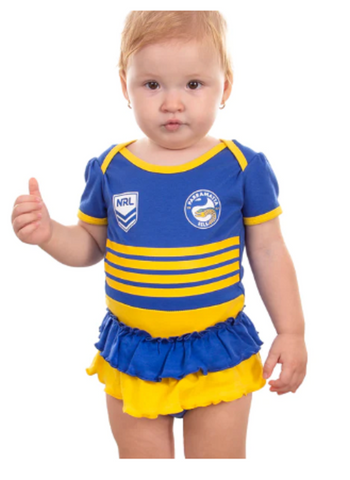 NRL Girls Tutu Footy Suit Body Suit - Parramatta Eels - Baby Toddler Infant