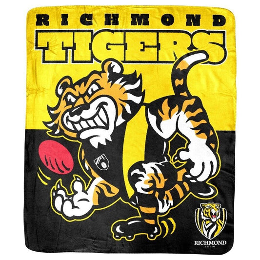 AFL Coral Mascot Blanket - Richmond Tigers - 150x130cm - Throw Rug