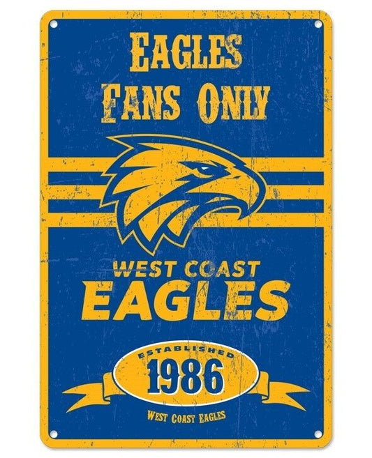 AFL Retro Supporter Tin Sign - West Coast Eagles - Man Cave - Heritage