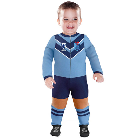 NRL Footy Suit Body Suit (2023) - New South Wales Blues - Baby Toddler Infant