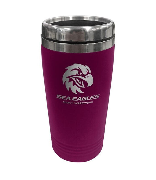 NRL Coffee Travel Mug - Manly Sea Eagles - 450ml Drink Cup Double Wall
