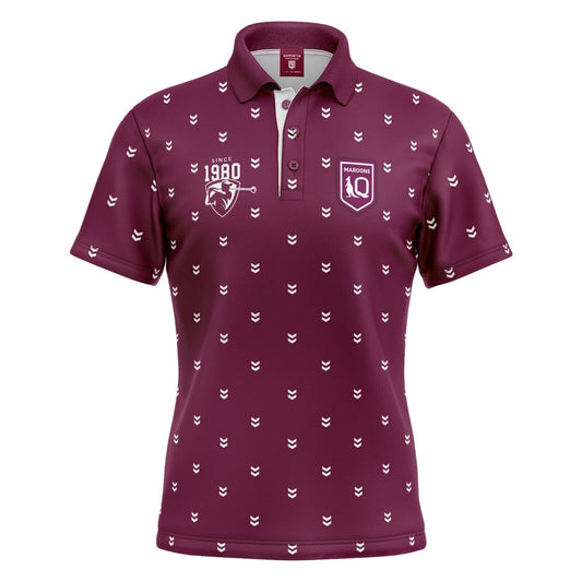 NRL 'Mulligan' Golf Polo - Queensland Maroons - Adult - Mens - Polo