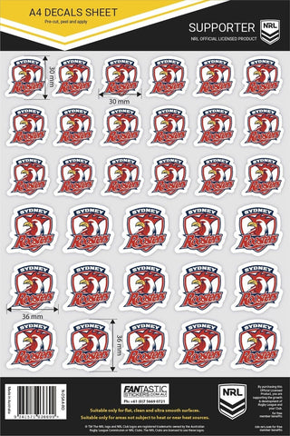 NRL A4 Decal Sheet - Sydney Roosters - Sticker