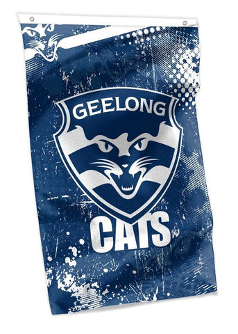 AFL Wall Flag Cape - Geelong Cats - 150cm x 90cm - Steel Eyelet For Hanging