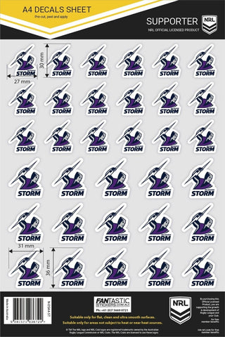 NRL A4 Decal Sheet - Melbourne Storm - Sticker