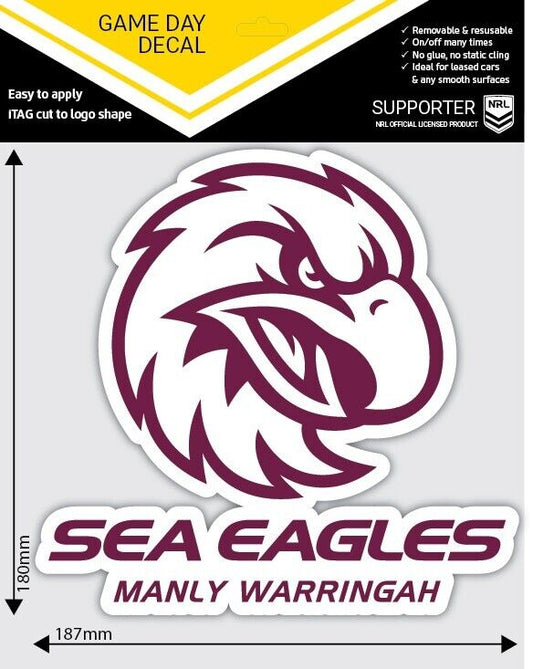 NRL Game Day Decal  - Manly Sea Eagles - New Design - Car Sticker 180mm