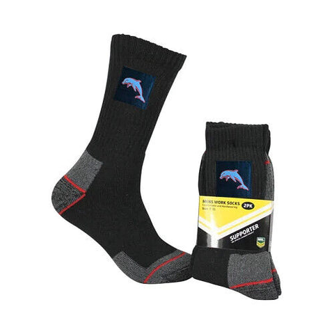 NRL Work Sock - Dolphins - Two Pack