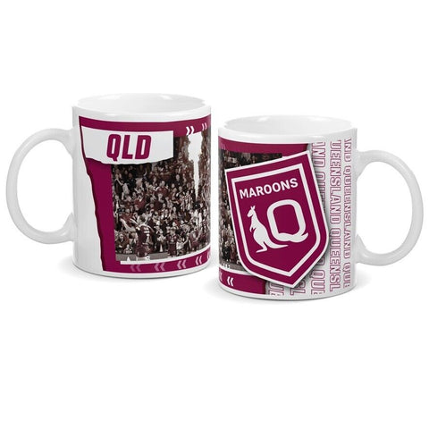 NRL Coffee Mug - Crowd Logo - Queensland Maroons - Drinking Cup - QLD