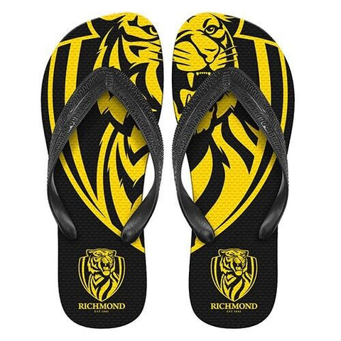 AFL Supporter Thongs - Richmond Tigers - Mens Size - Flip Flops - Shoe
