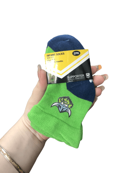 NRL Infant Socks - Canberra Raiders - Blue/Green - Set Of Two - Non Slip - Sock