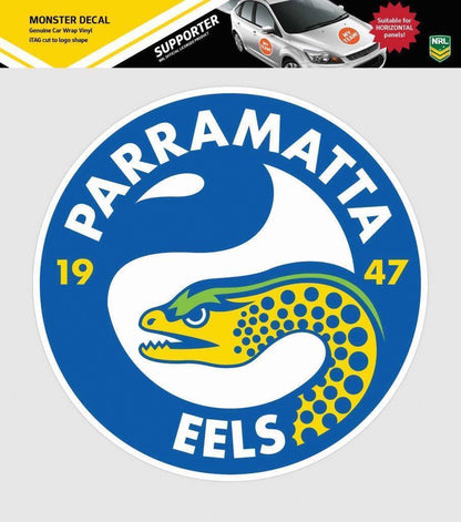 NRL Car Monster Decal - Paramatta Eels - Sticker - Team Logo - 470mm