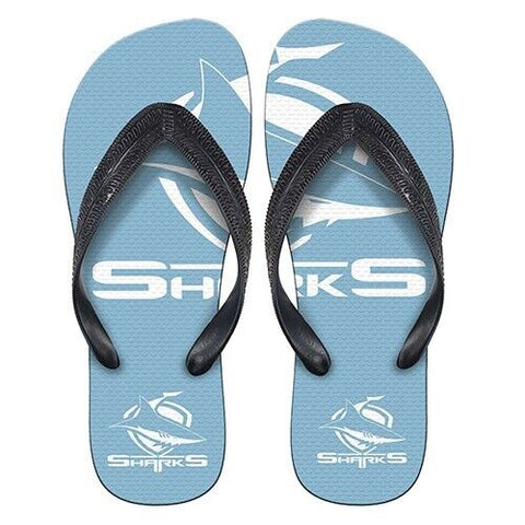 NRL Supporter Thongs - Cronulla Sharks - Mens Size - Flip Flops - Shoe