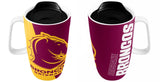 NRL Ceramic Travel Coffee Mug - Brisbane Broncos - Drink Cup With Lid