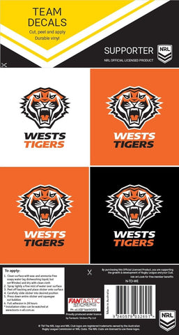 NRL Team Decal Sticker Set - West Tigers