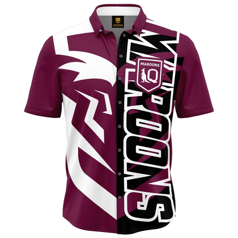 NRL 'Showtime' Party Shirt - QLD Maroons - Adult - Mens - Polo