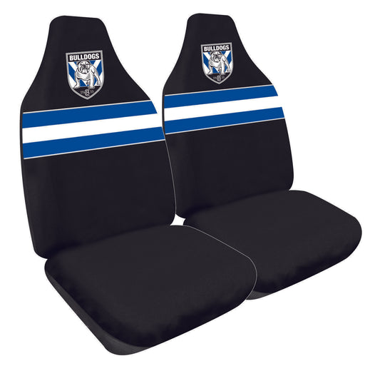 NRL Front Car Seat Covers - Canterbury Bulldogs - Set Of 2 - One Size Fits All