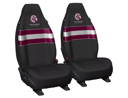 NRL Front Car Seat Covers - Manly Sea Eagles - Set Of 2 One Size Fits All -