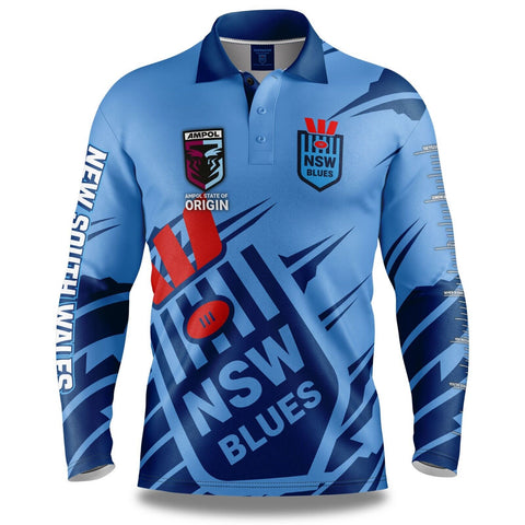 NRL 'Ignition' Fishing Shirt - NSW Blues - Adult - Mens - Polo