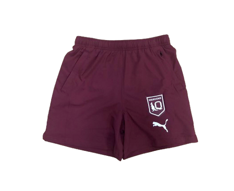 NRL 2024 Training Shorts - Queensland Maroons - Maroon - QLD - Youth - Kids