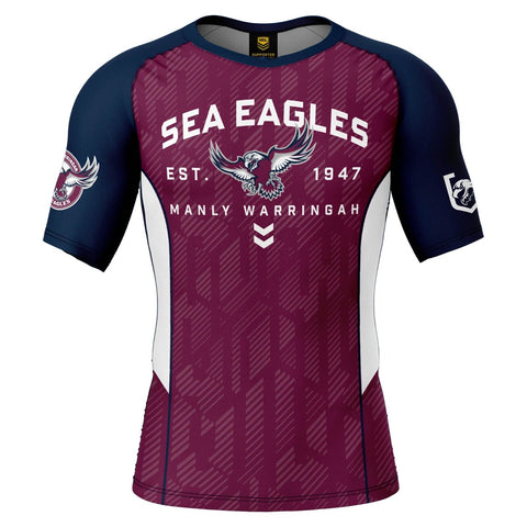 NRL Blocker Rash Vest - Manly Sea Eagles - Shirt - UPF 50+ - Adult