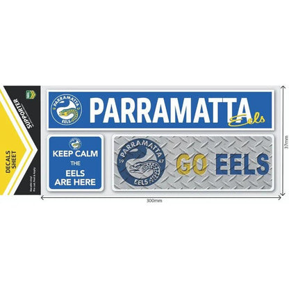 NRL Car Window Decal Set - 3 Stickers - Paramatta Eels - 280mm
