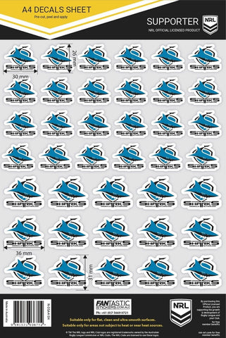 NRL A4 Decal Sheet - Cronulla Sharks - Sticker