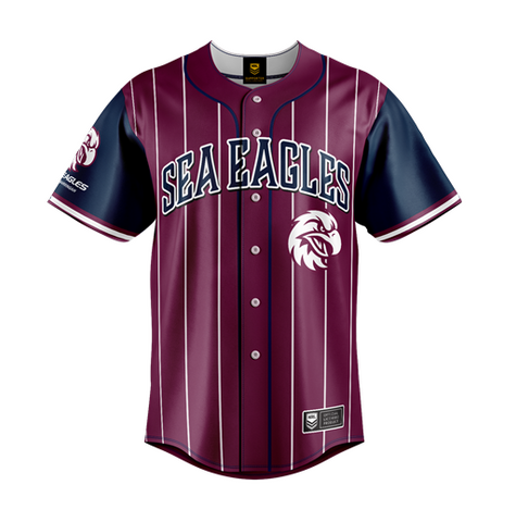 NRL 'Slugger' Baseball Shirt - Manly Sea Eagles - Tee