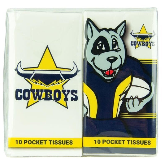 NRL Mascot Pocket Tissue - North Queensland Cowboys - 4 Pack
